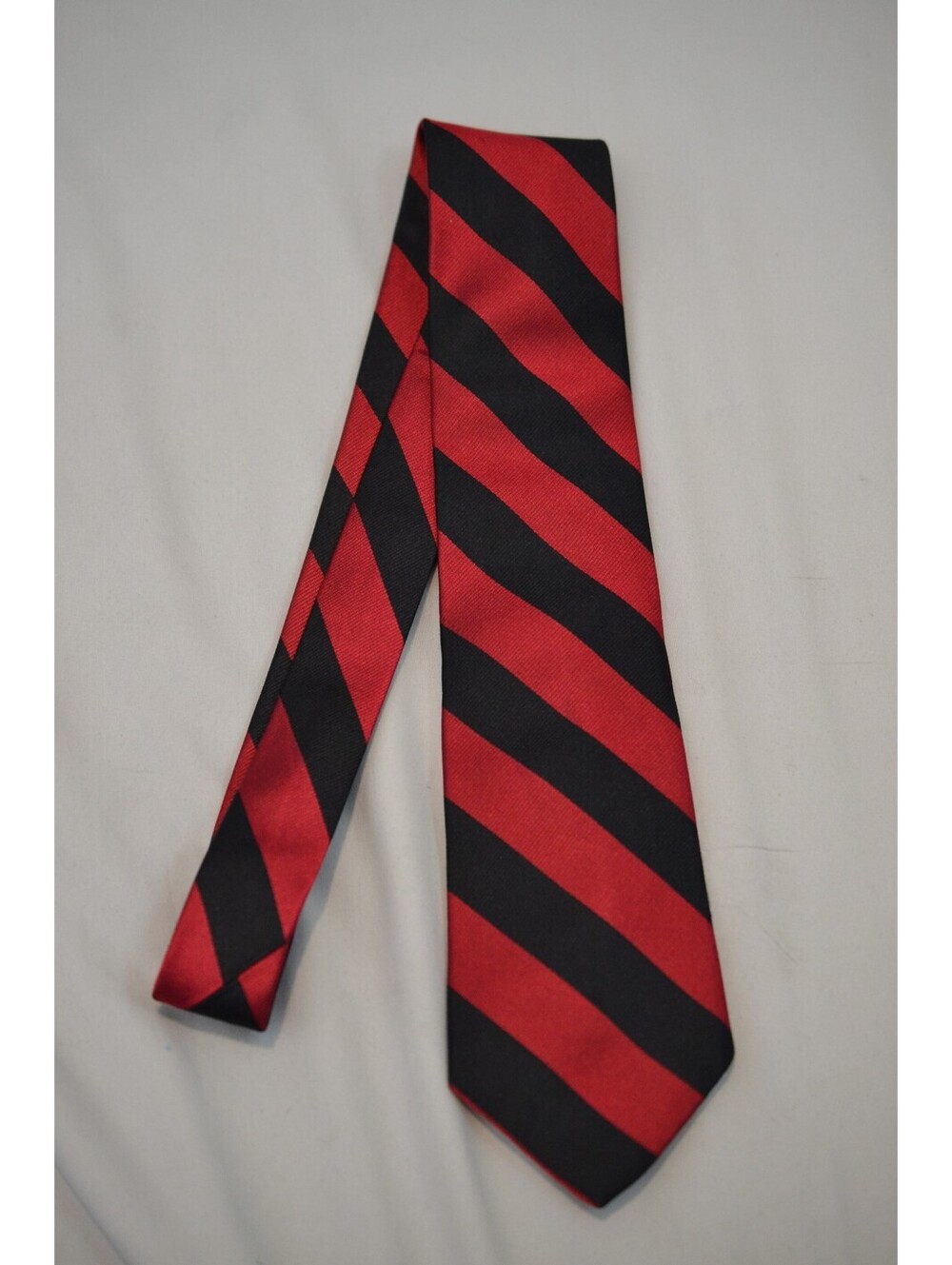 Vintage Neiman Marcus Original English 6 Ply Repp Silk Red Black Stripe Tie